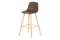 Barová židle, hnědá látka, kov dekor buk CTB-111 BR2